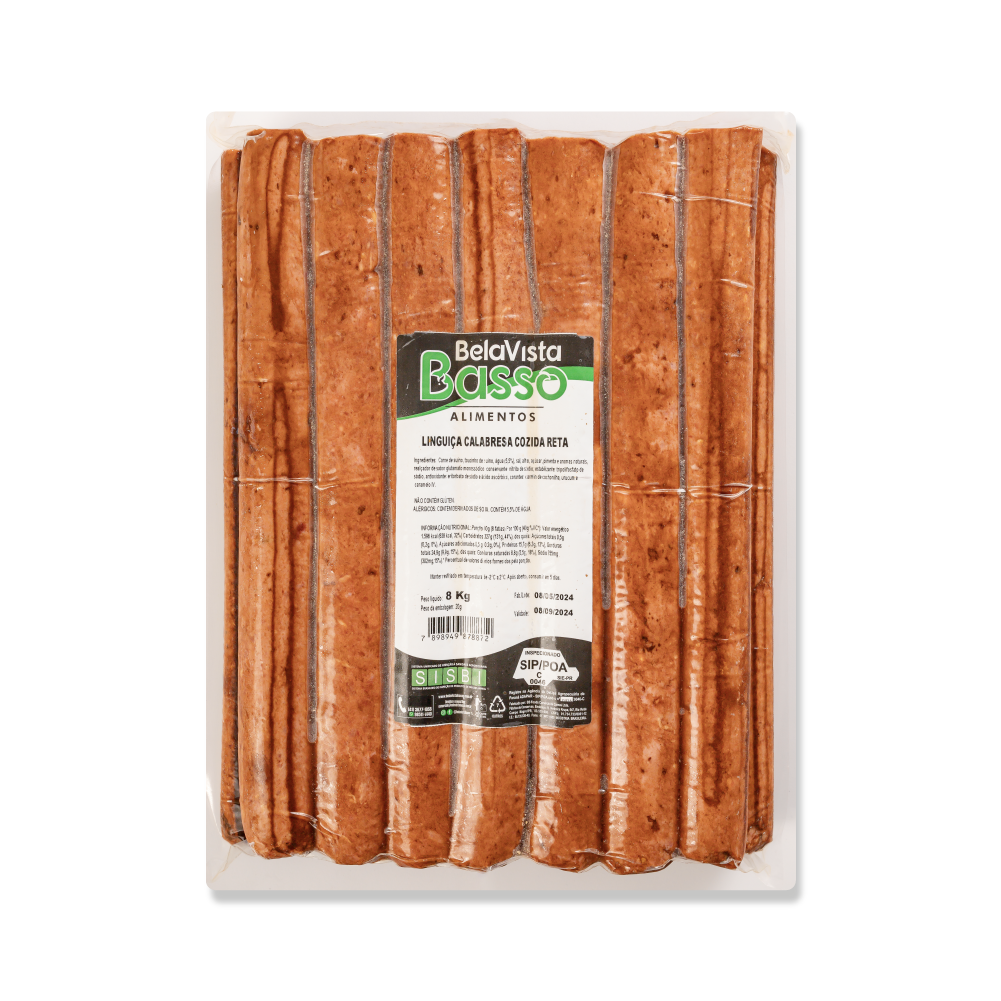 Linguiça Calabresa Reta Cozida (especial para fatiar)