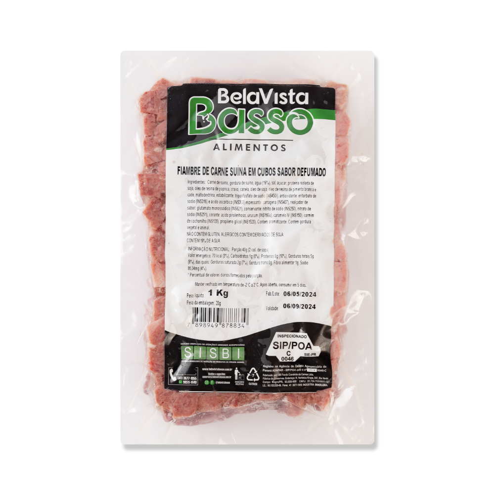 Bacon em Cubos Defumado Cozido (Fiambre)